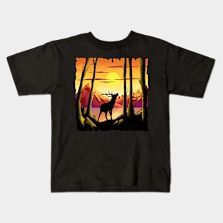 Watch the deer's silhouette Kids T-Shirt